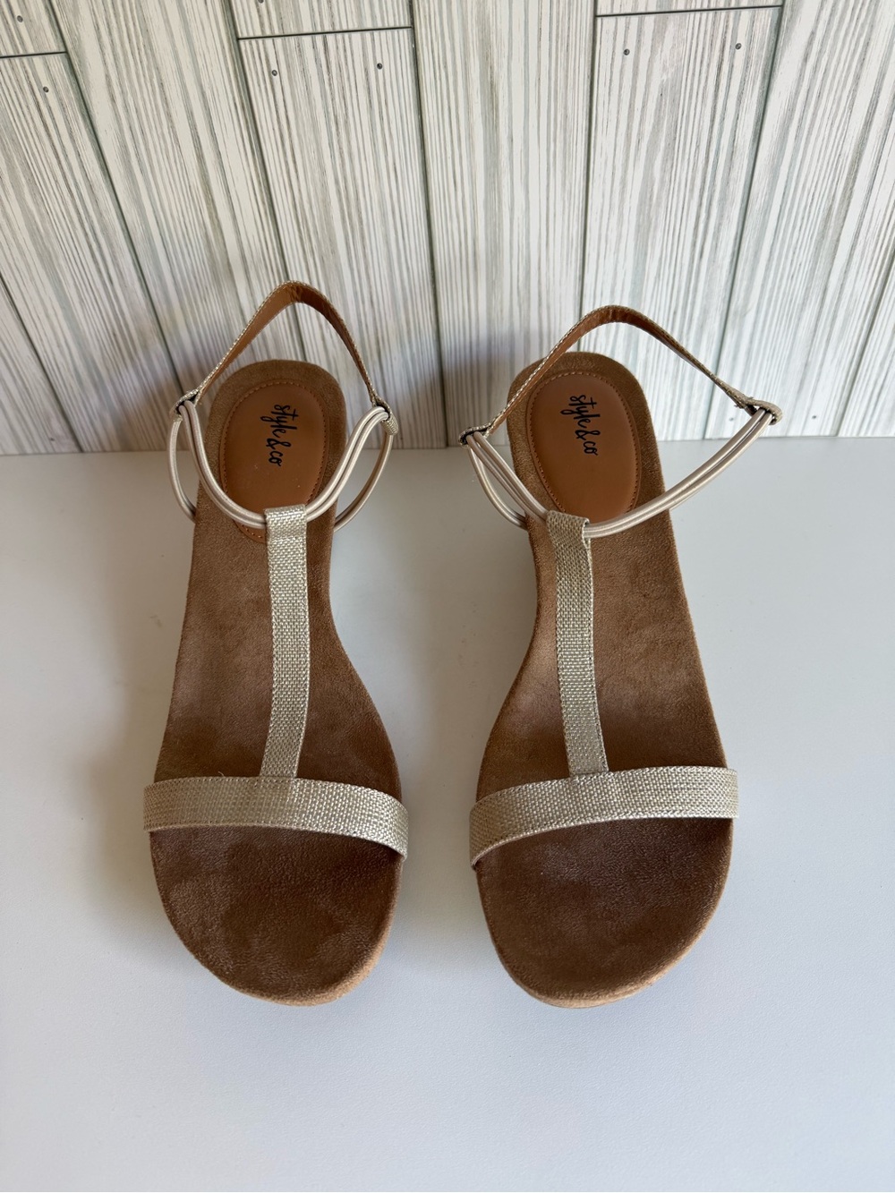 Style & Co. Womens Mulan Wedge Sandals in Shine Canvas Size 12 M New in Box